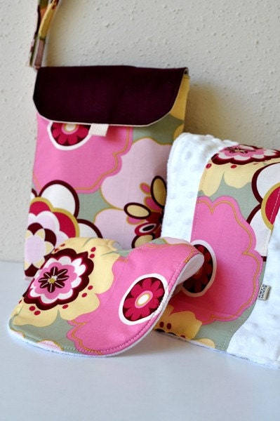 Diaper and Wipe Case - Modern Floral in Pink