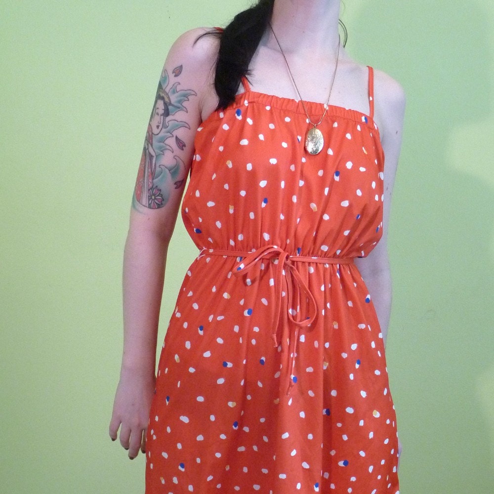 Vintage pretty red dotted sundress