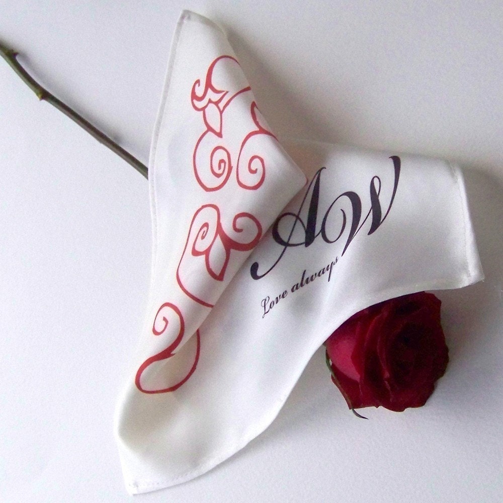Handmade Weddings on Etsy Custom printed bridal silk hankie by 