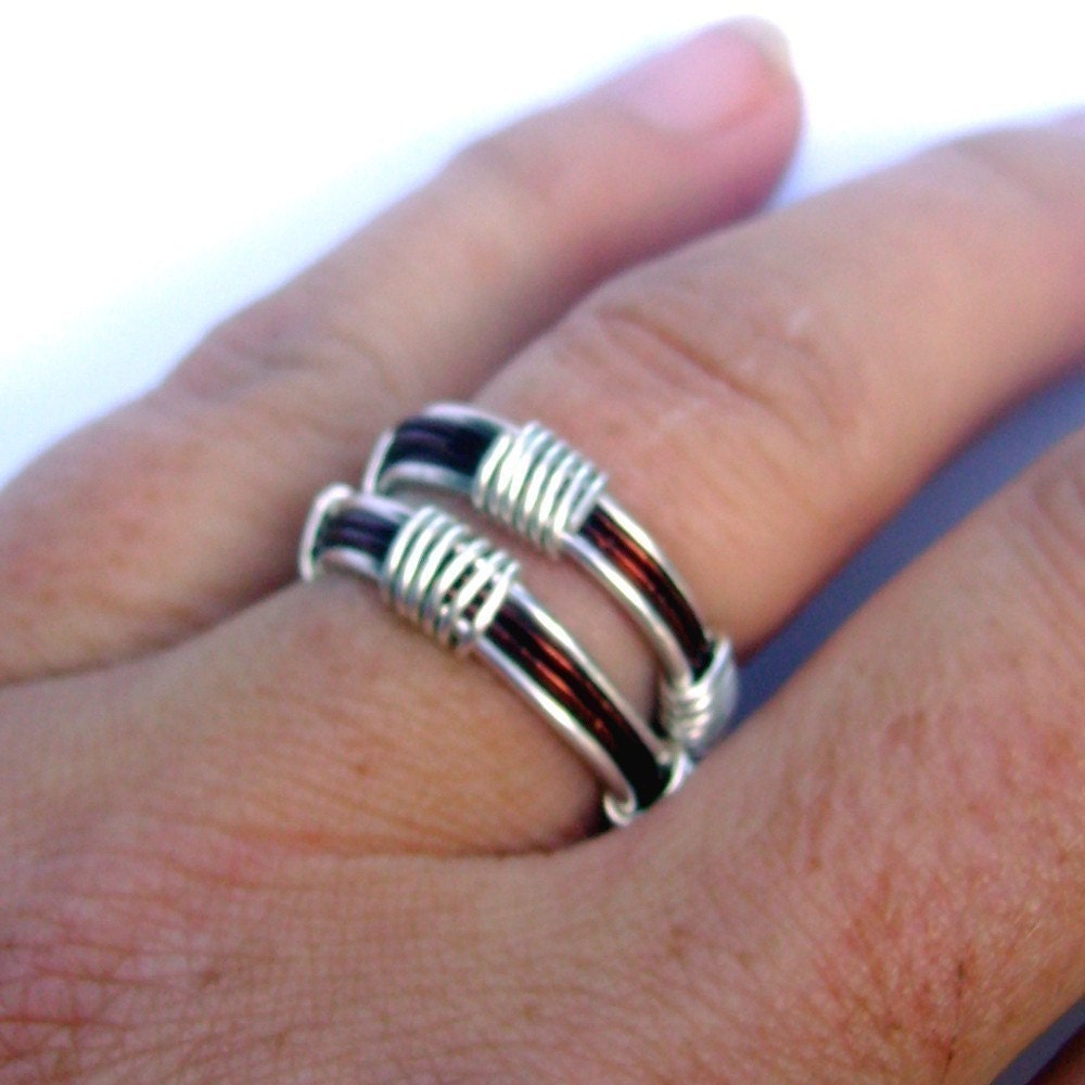Silver and Copper - Adjustable Wire Wrapped RIng