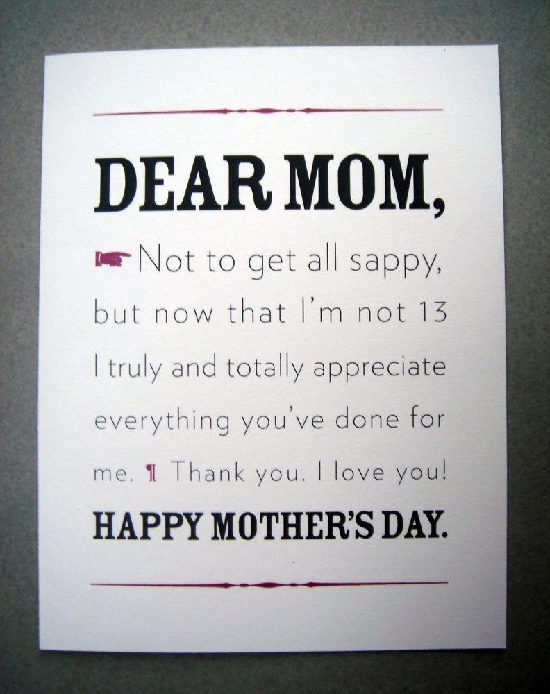 Dear Mom mother's day card