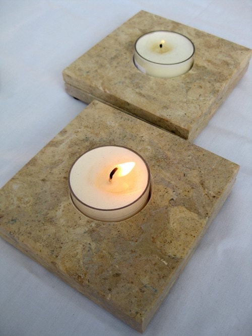 limestone candle holders