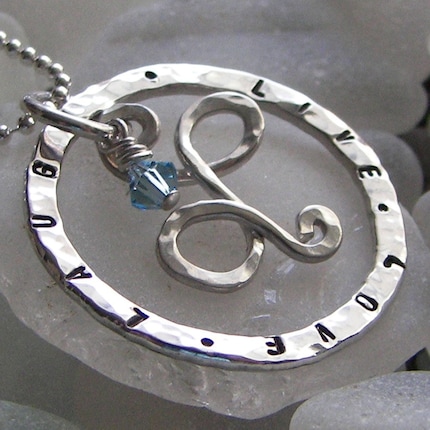 Personalized silver necklace with handmade initial charm