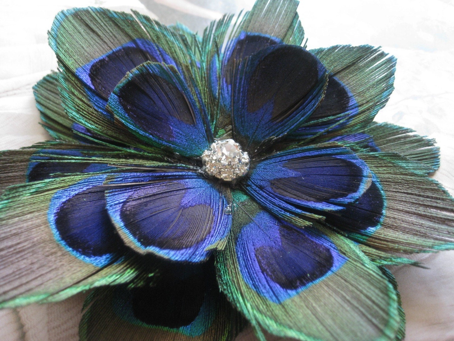 Handmade Accessories on Etsy Lotus Peacock Peacock feather fascinator