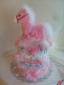 Sweet in Pink First Pony Diaper Cake Baby Girl Shower Gift