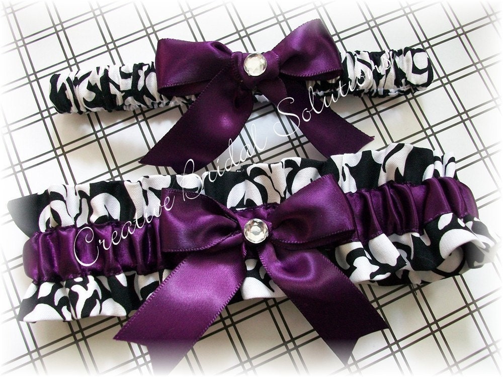 purple black and white wedding