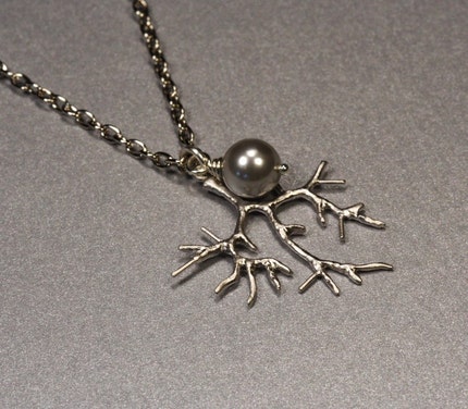 Simple Silver Pearl Branch Necklace