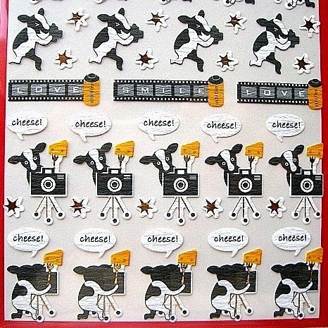 Cute Japanese Washi Paper Stickers - Cows Taking Pictures And Saying Cheese (S588)