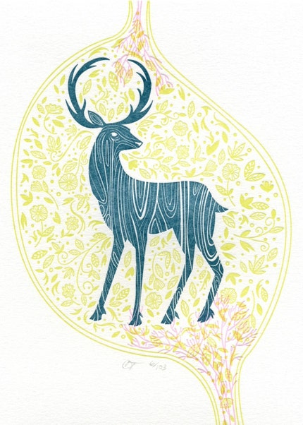 Deer Print on White Lettra