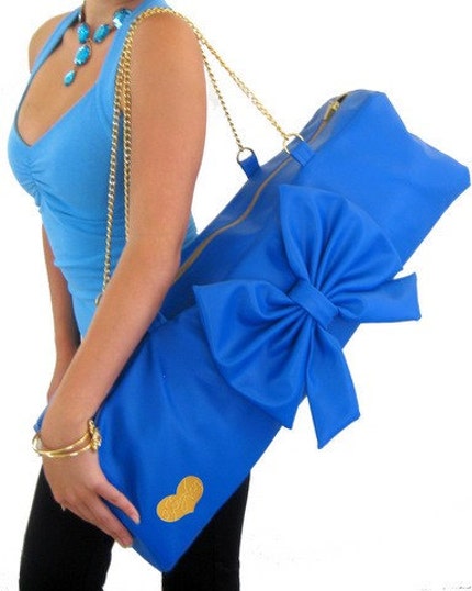 Beverly bow tie yoga and pilates leather mat bag in blue