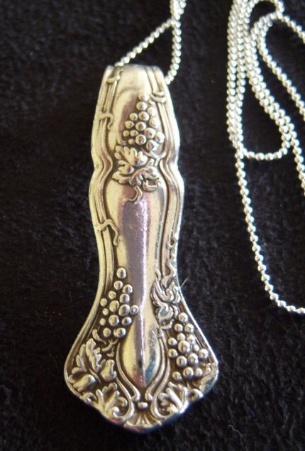 A silver vineyard necklace .. made from an antique spoon