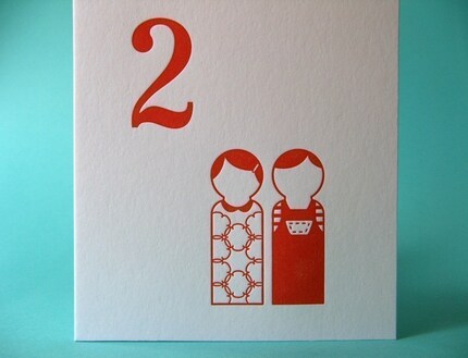 letterpress stationery card printed on recycled paper - two people