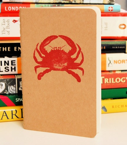 Cherry Red Crab Moleskine - Gocco Printed - Unlined