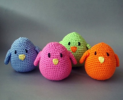 Bird Gang Colorful crocheted amigurumi birds (set of 4)