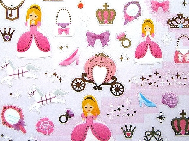 Cute Japanese Stickers Fairy Tales Cinderella Elegant Princess (S369)