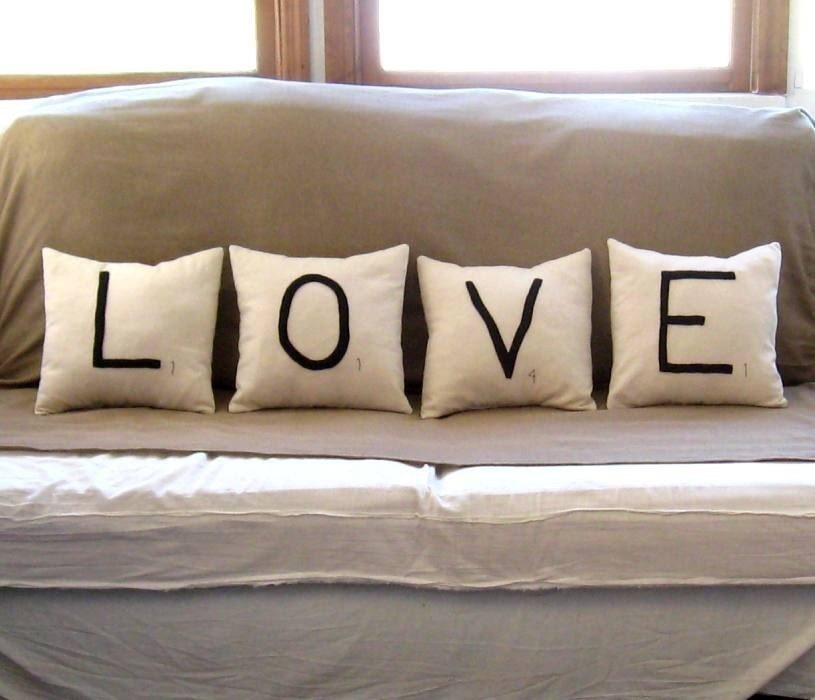 LOVE scrabble tile pillows