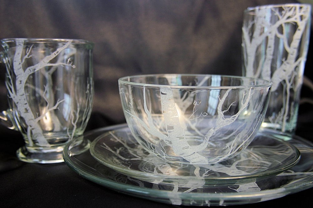 INTRODUCING - Ghost of Winter Hand Etched Dinnerware Service for 2
