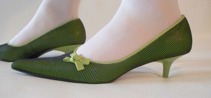 Lime Green Kitten Heel Shoes | Tsaa Heel