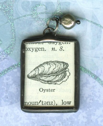 OOAK Vintage Dictionary Oyster Pendant