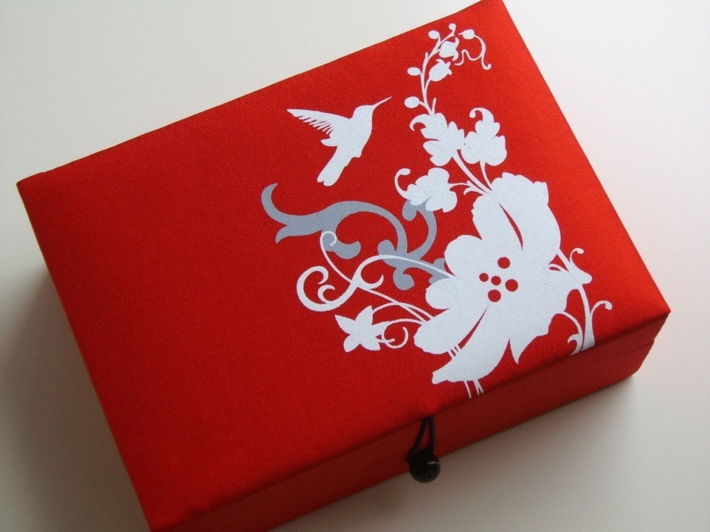 Red bird jewelry box, large