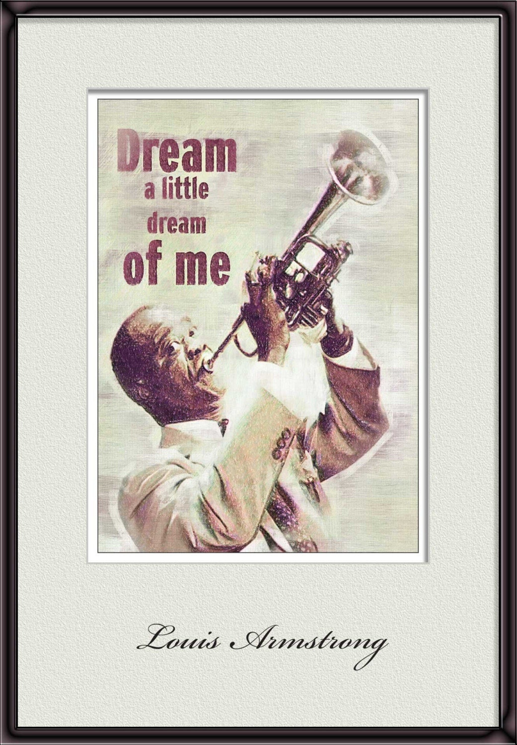 Louis  Daniel Armstrong American jazz trumpeter - limited edition poster - size 11,69 X 16,535 inches