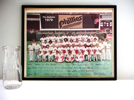 Vintage Philadelphia Phillies team photo with frame