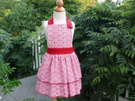 Red Gingham Child's Apron
