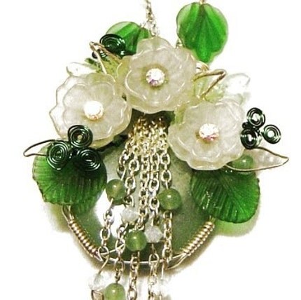 Green Jade and Swarovski Crystal Necklace