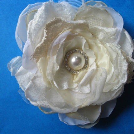 Ivory Tea Rose 134 bridal wedding hair accessories by HARTfeltart on Etsy