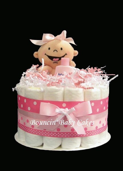 1 Tier It's A GIRL Baby Shower Diaper Cake/ Centerpiece Gift