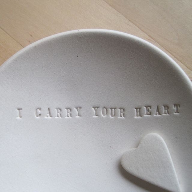 I CARRY YOUR HEART tiny text bowl and heart token set by Paloma's Nest