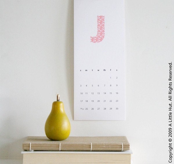 2010 printable calendar - patterned initials