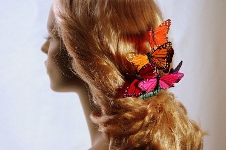 Flutterby Butterfly Hair Comb by LiDDesignsBoutique on Etsy pink hair 
