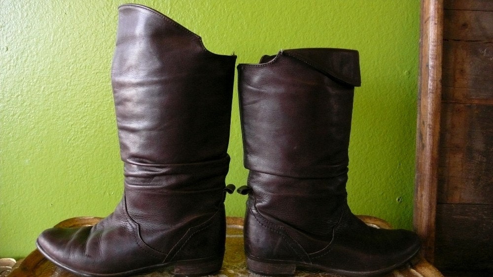Dark Chocolate Brown Convertible 80s Boots - 8 - 8.5 - FREE US SHIPPING