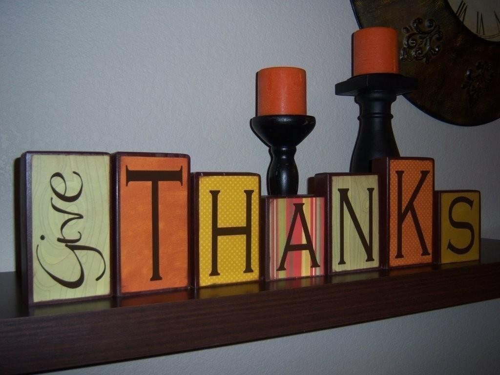 Give Thanks Thanksgiving Blocks Decor