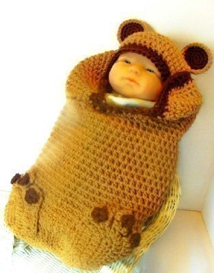 PDF  140 Brown Bear Cocoon and Hat Set Crochet Pattern