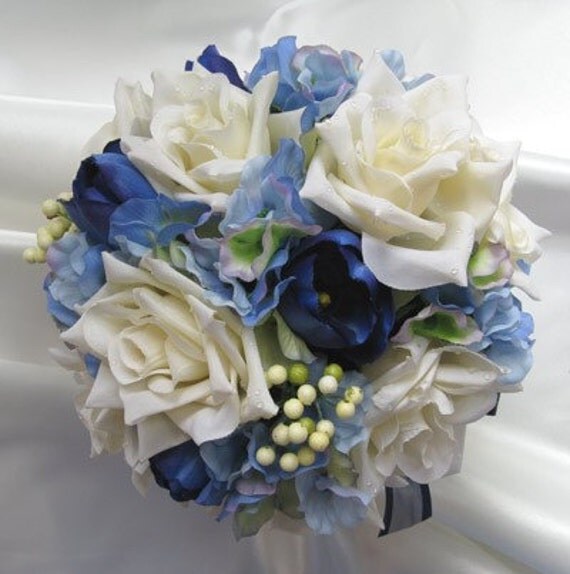 blue flowers wedding. Wedding bouquet BLUE NAVY