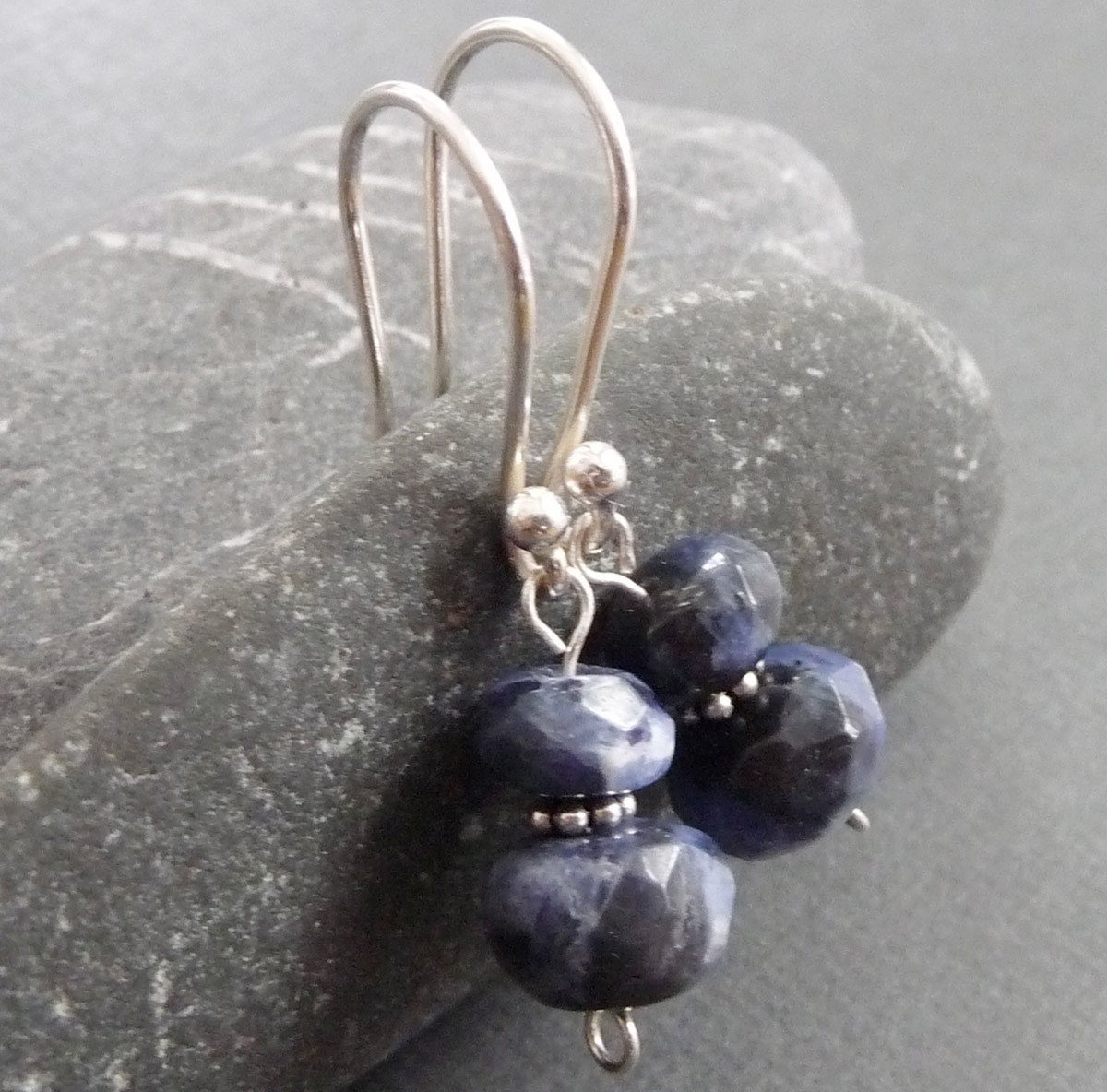 Sparkly Blue Sodalite Sterling Silver Earrings