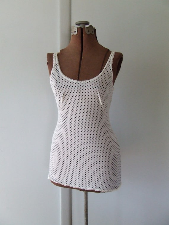 Sheer White OpenKnit Tank Top Camisole Vintage Size SMALL MEDIUM MESH Sultry Summer