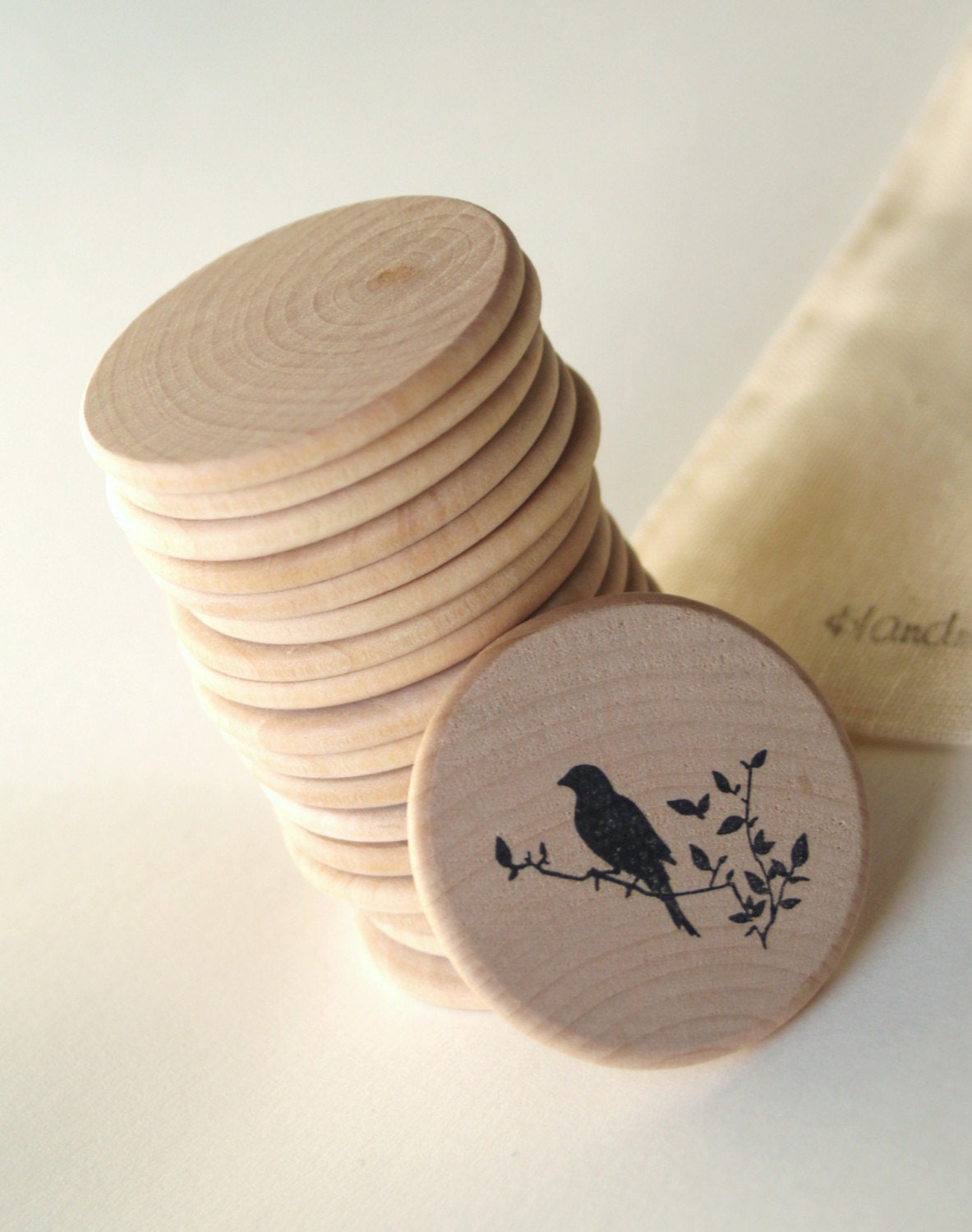 Wooden Hand Stamped Memory Game (Birdie Theme)