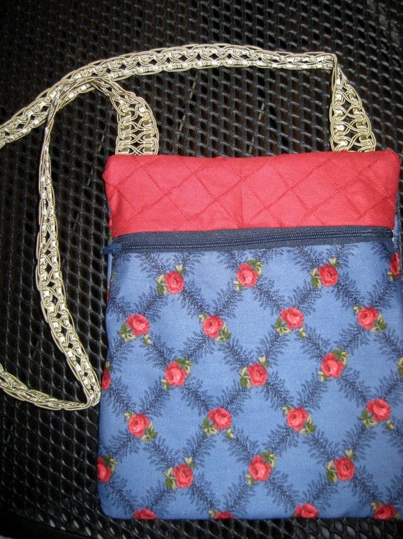 Red Blue and Sage Large Errand Bag