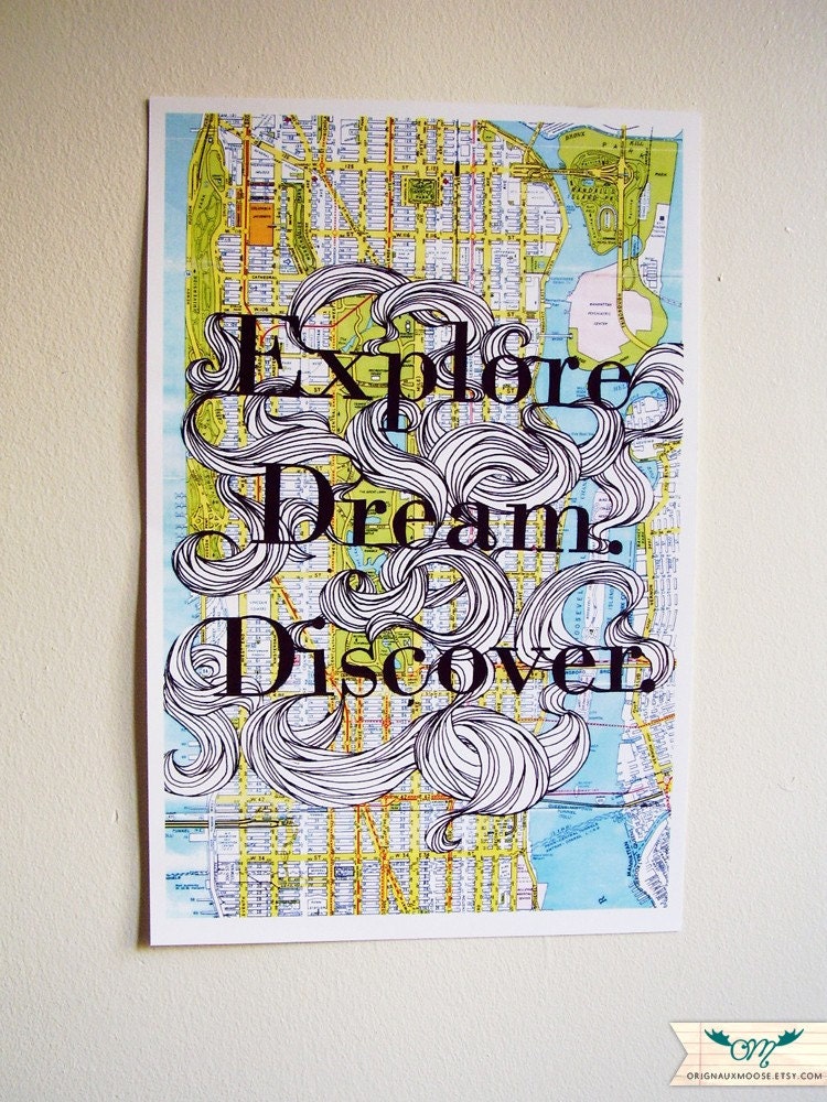 Explore Dream Discover Map - 11x17 Poster