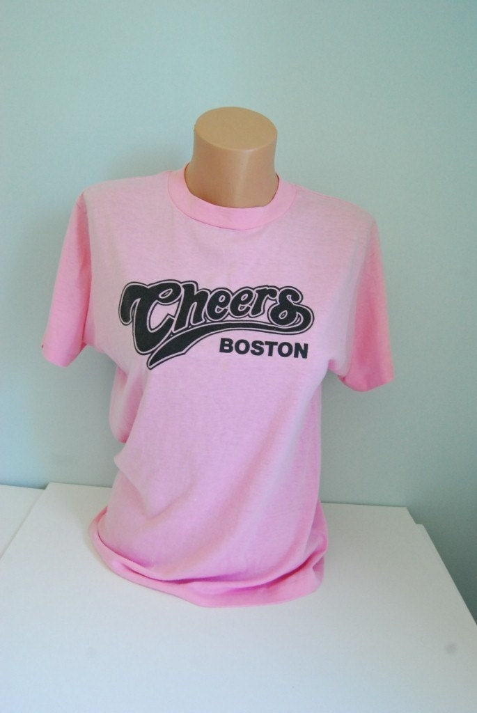 Vintage Cheers TShirt Boston Bar Pink Super Soft n Thin Tee SMALL