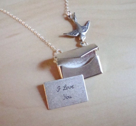 Envelope Necklace with Secret Note. FREE WORLDWIDE SHIPPING.