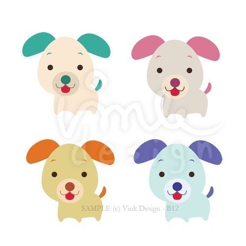cute puppies pictures to color. Cute Puppies - Clip art color edition set - B12. From VinkDesign