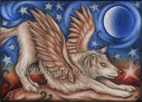 Star Stretch . wolf moon fantasy art magnet