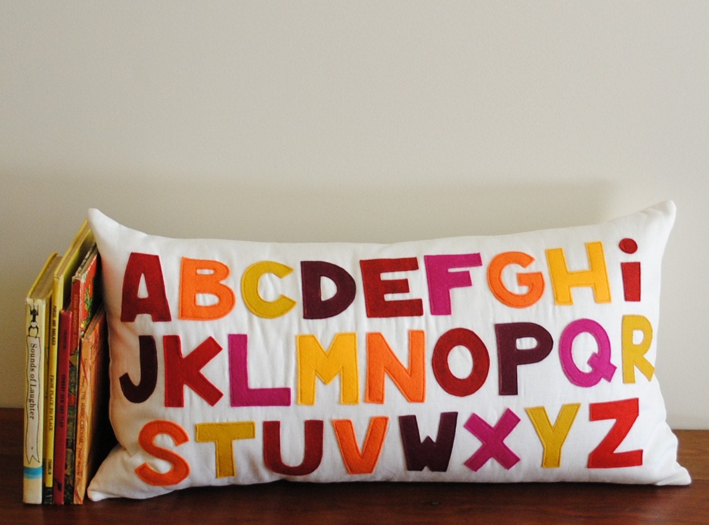 ABC Yellow Orange and Pink Alphabet Pillow