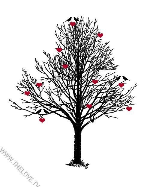 STUNNING - THE LOVE TREE - Deluxe 8x10 inch Print (in Jet Black and Red)