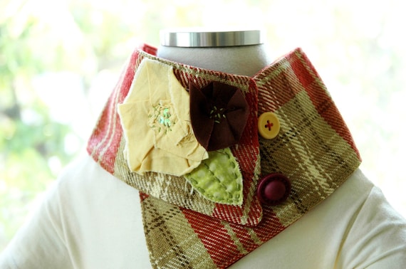 CHILDRENS SCARFLETTE with MUSTARD/BROWN fabric rose accent (4 YRS. TO PRETEEN)