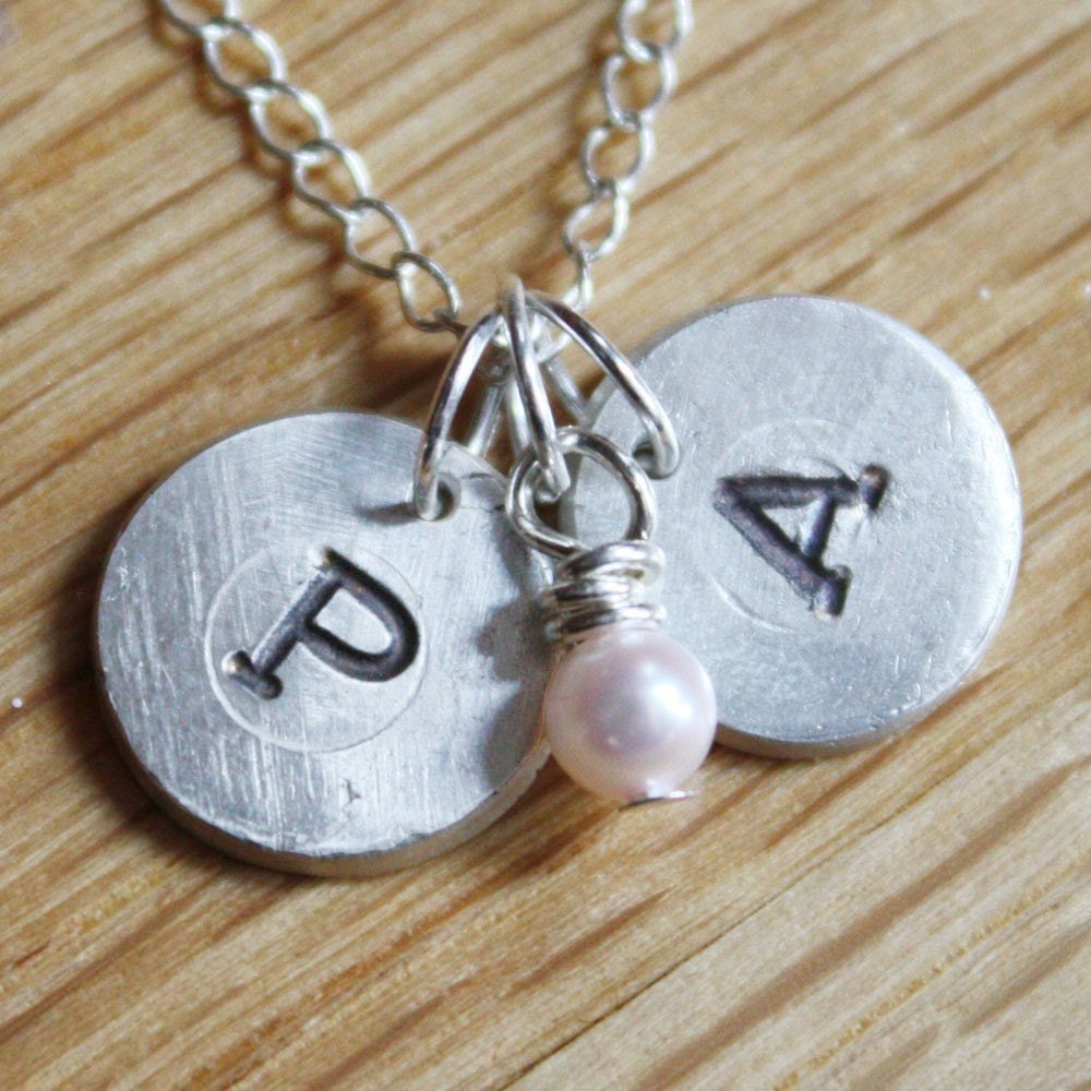 Tiny Tag 2 Initial Necklace (Round)